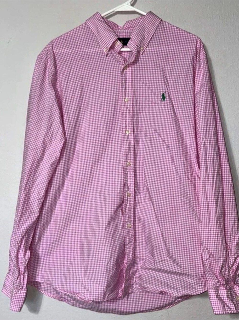 Ralph Lauren Polo Mens XL Pink Gingham Button-Up Long Sleeve Shirt
